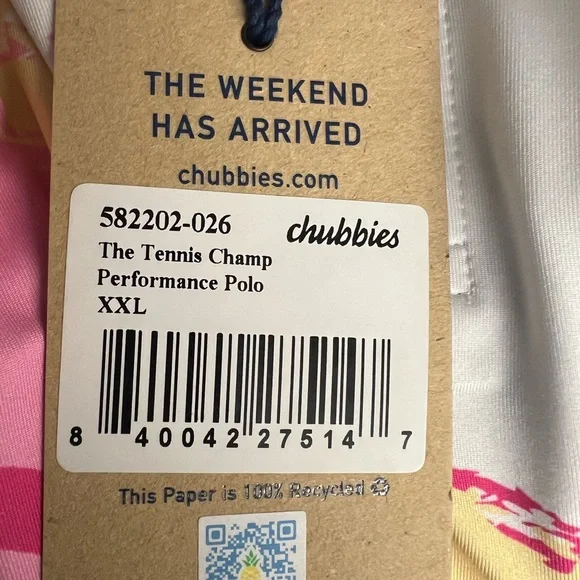 Chubbies Men's Performance Polo Shirt with White, Pink, and Blue Accents NWT XXL - Picture 11 of 12